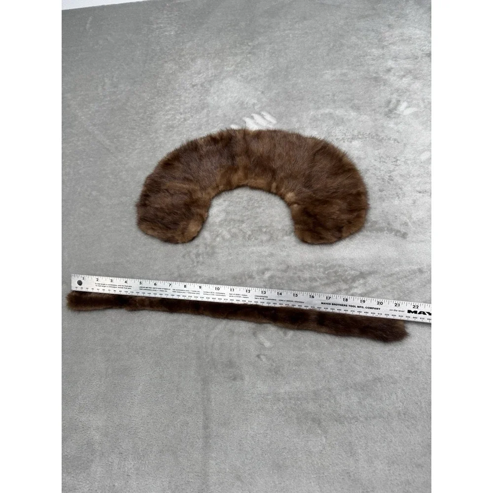 Vintage 2pc Real Mink Fur Collar Stole Set Brown Necklace 40s 50s Old Money
